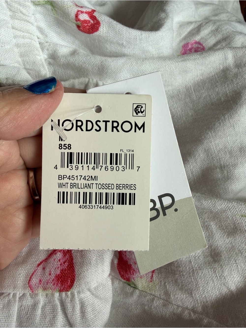 BP White Brilliant Tossed Berries Dress, NWT - Picture 13 of 16